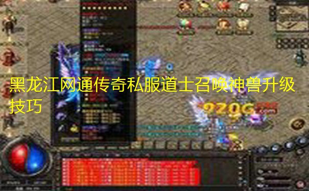 黑龙江网通传奇私服道士召唤神兽升级技巧 黑龙江网通传奇私服道士召唤神兽升级技巧